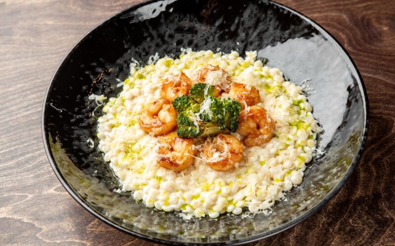 Тигровые креветки со сливочным птитимом