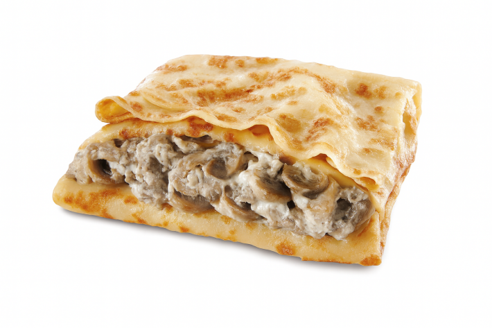 Блин с ветчиной, сыром и грибами