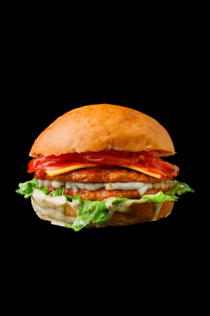 Двойной сырный чикенбургер