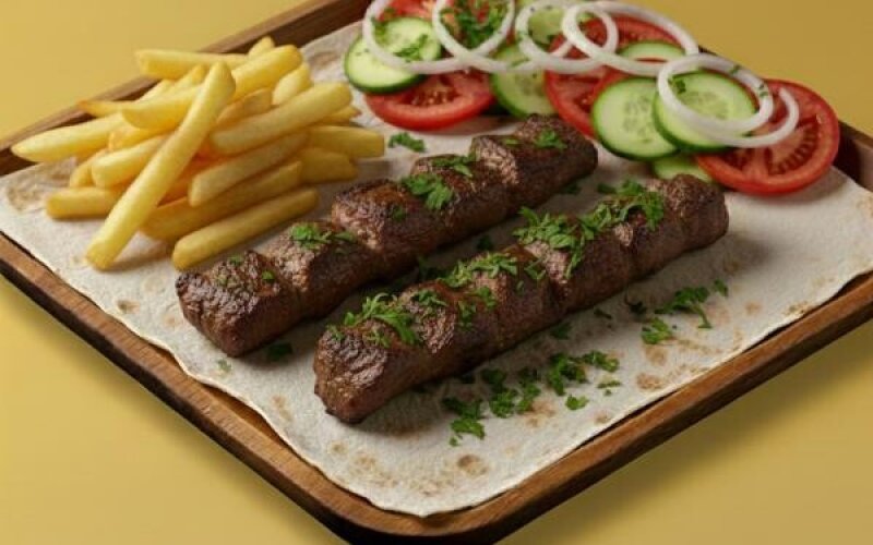 Люля-кебаб с говядиной на тарелке