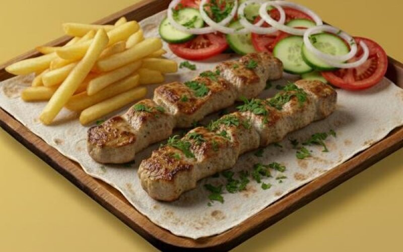 Люля-кебаб с курицей на тарелке
