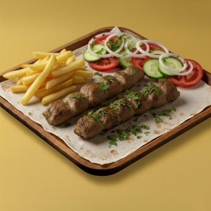 Люля-кебаб со свининой на тарелке