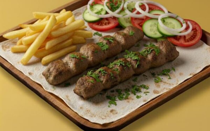 Люля-кебаб со свининой на тарелке