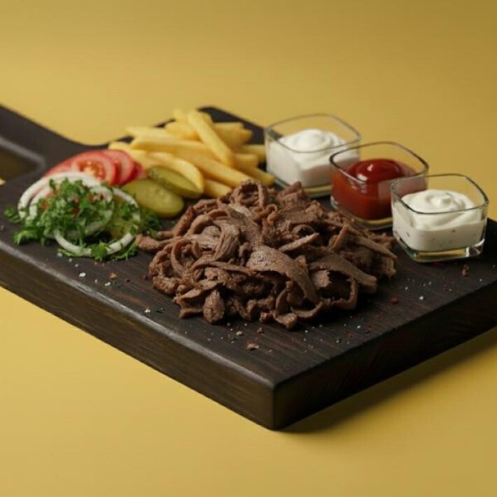 Шаурма с говядиной на тарелке