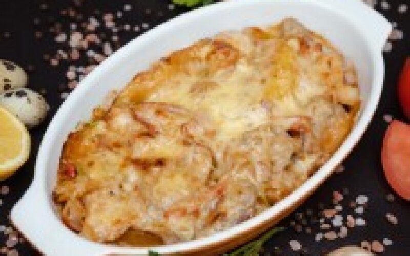 Гратен со свининой и овощами