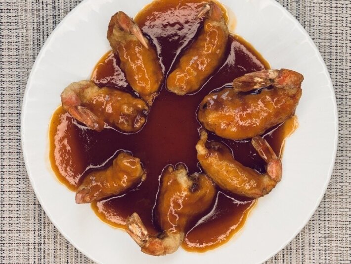 Креветки в кисло-сладком соусе