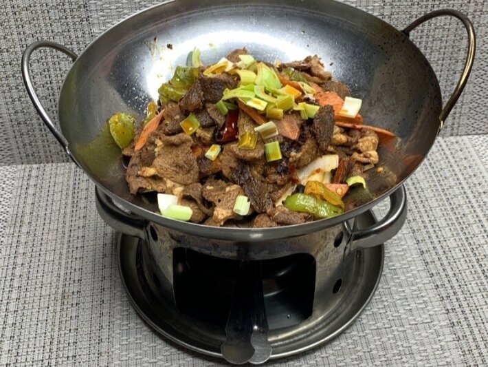 Баранина с овощами на огне