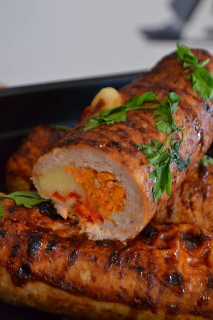 Куриный рулет со сладким перцем