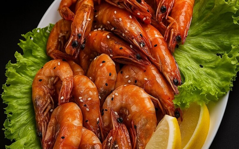 Креветки с чесноком в соусе