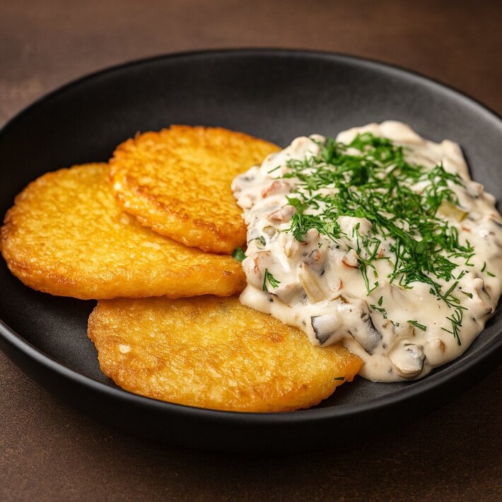 Драники с мачанкой