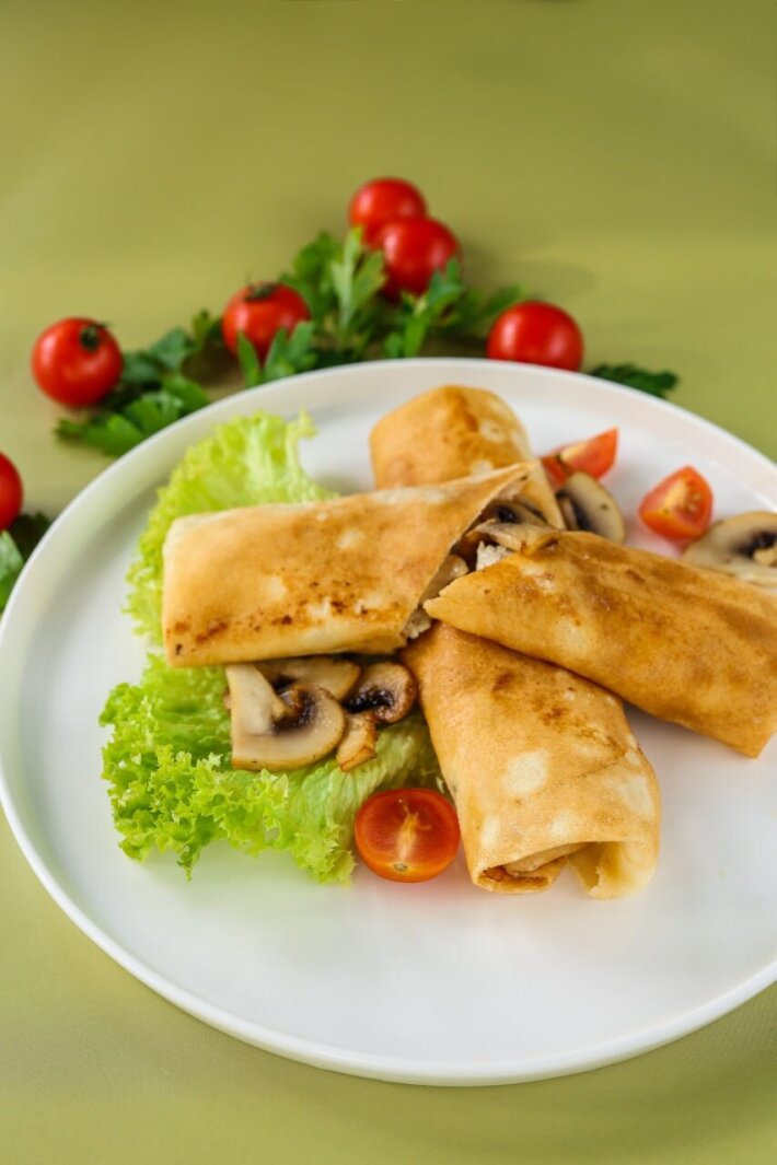 Блины с курицей и грибами