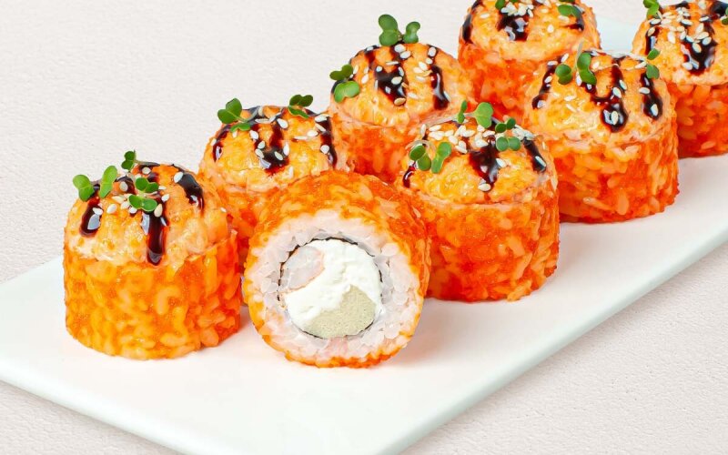 Шеф-ролл с лососем и креветкой