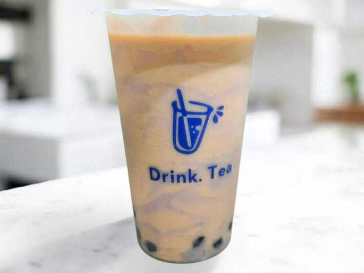 Бабл ти черный с молоком и таро