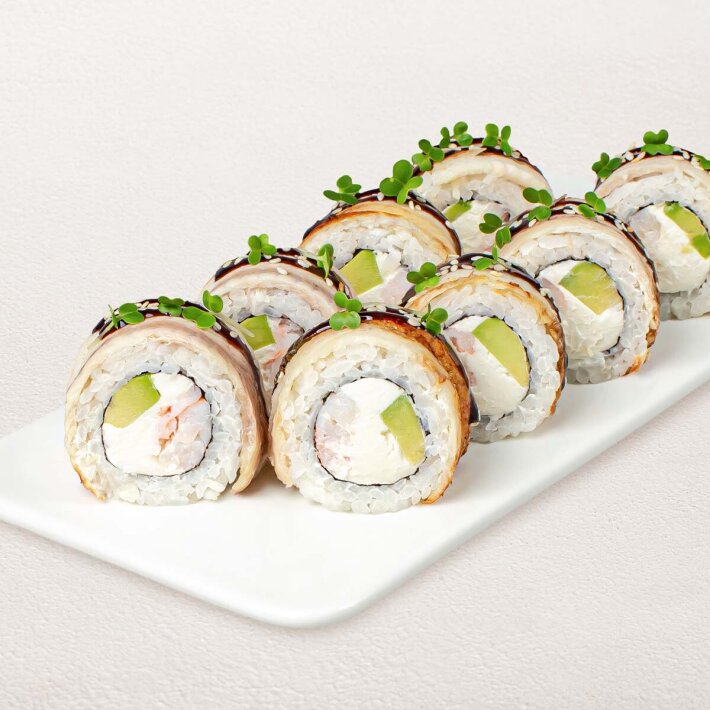 Ролл «Филадельфия» в угре с тигровой креветкой