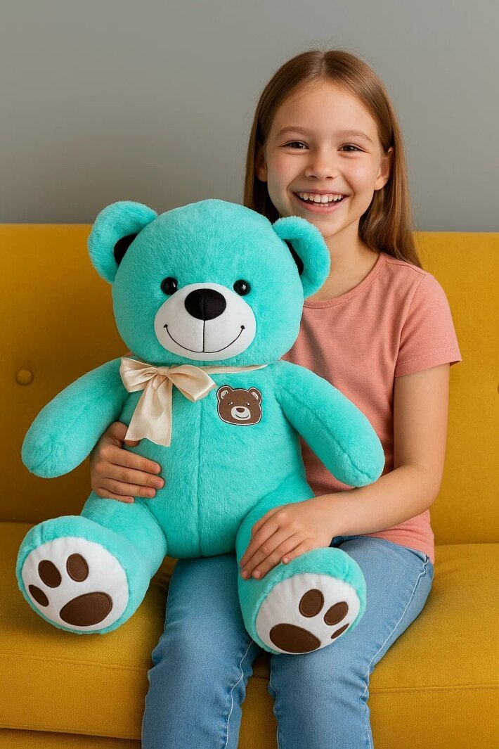 Плюшевый мишка 80 см бирюзовый