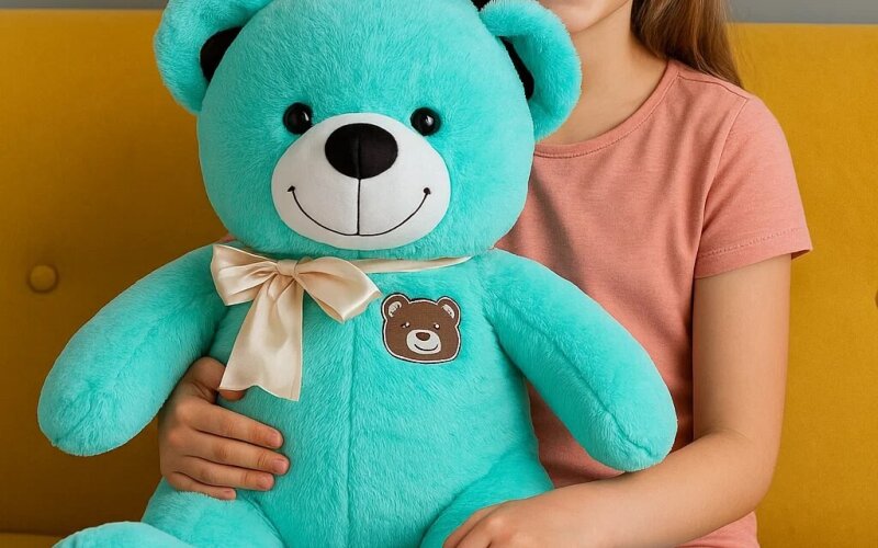 Плюшевый мишка 80 см бирюзовый