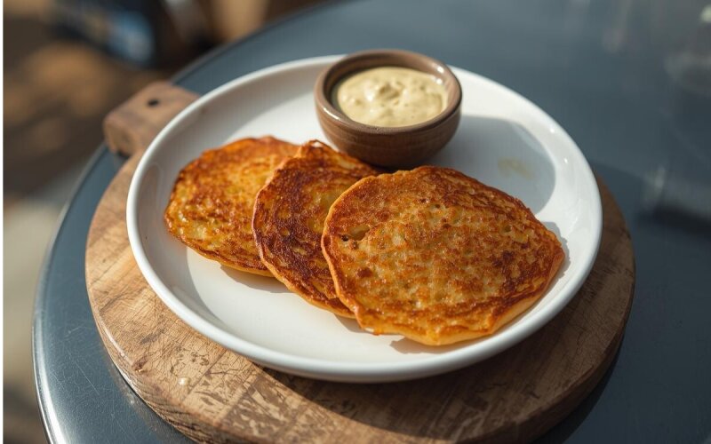 Драники с чесночным соусом