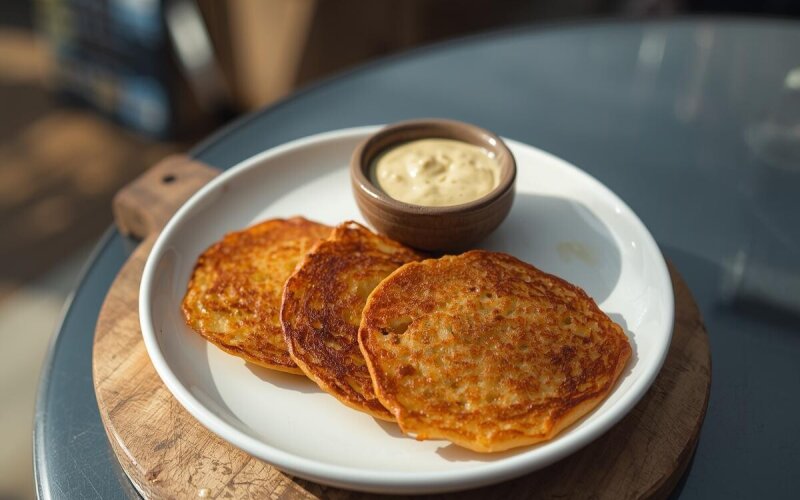 Драники с чесночным соусом