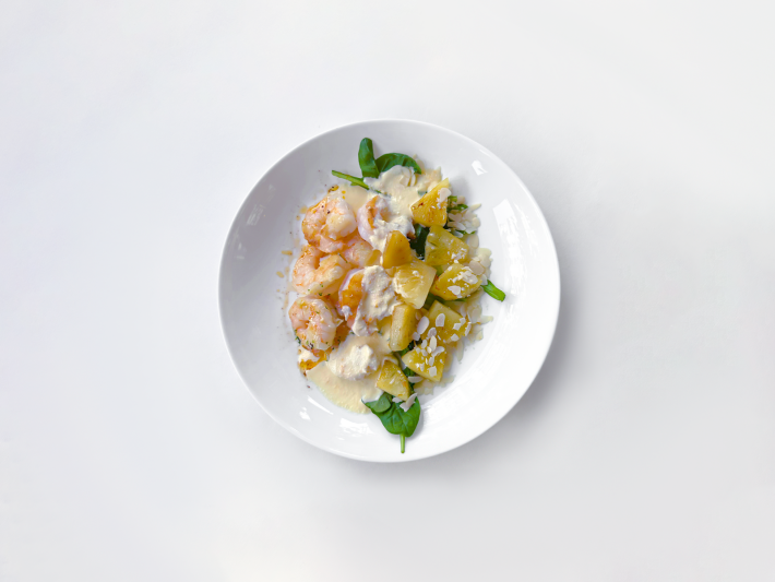 Креветки с ананасом чили