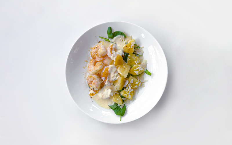 Креветки с ананасом чили