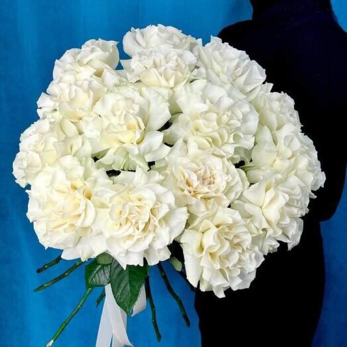 №17 Большой нежный монобукет из 15 белых французских роз