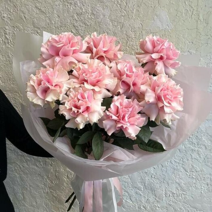 №34 Монобукет из 9 нежно-розовых французских роз