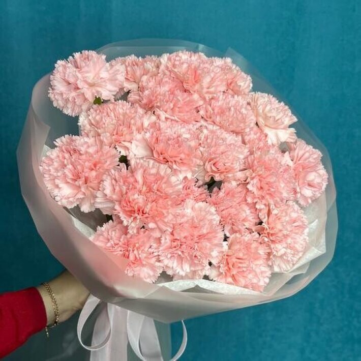 №23 Нежный и стойкий букет из розовых диантусов 21 шт