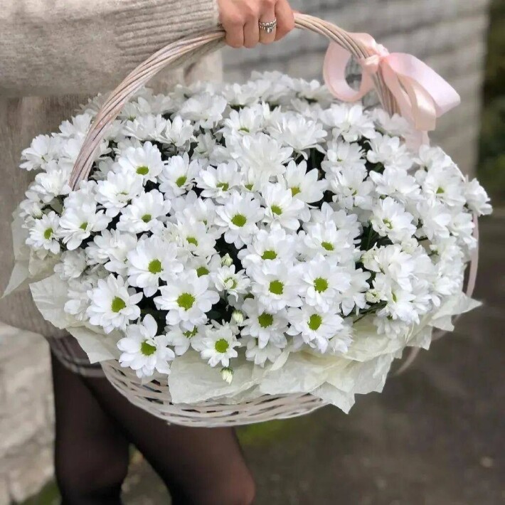 Корзина с ромашками