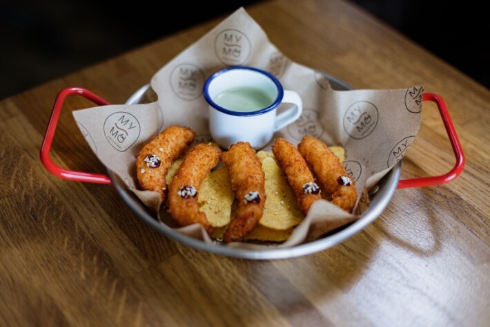 Креветки темпура со сливочным васаби