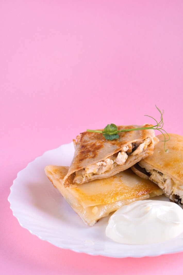 Блинчики с курицей и грибами