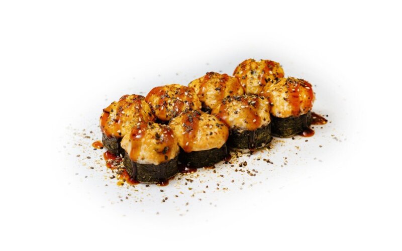 Ролл запеченный с копченым лососем