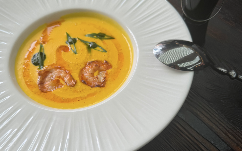 «Тыквенный» крем-суп с креветками