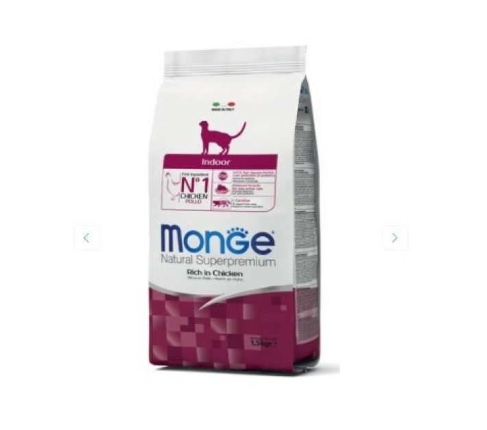 MONGE INDOOR для домашних кошек с низкой физ.активностью 