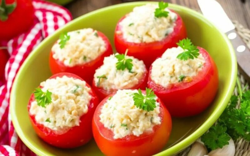 Помидоры фаршированные с сырным салатом