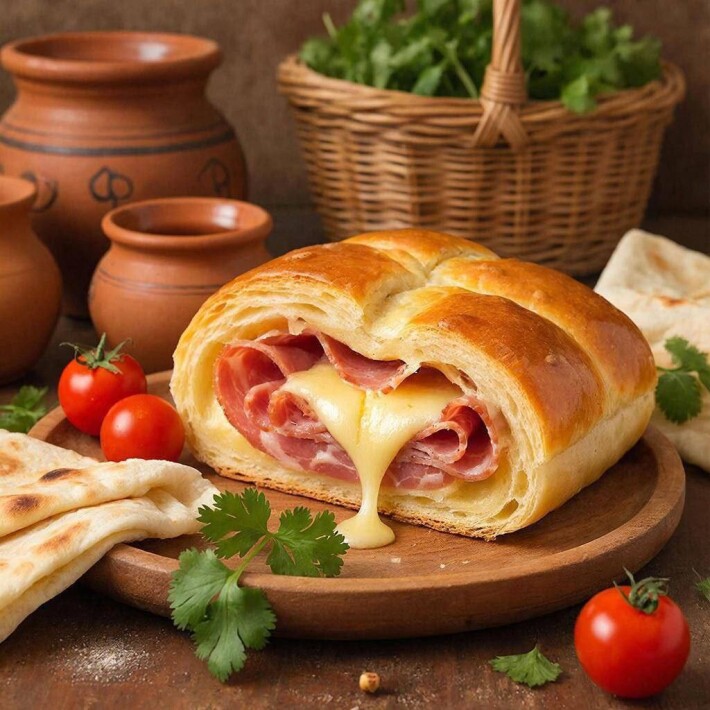 Слойка с ветчиной и сыром