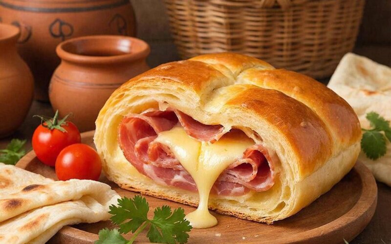 Слойка с ветчиной и сыром