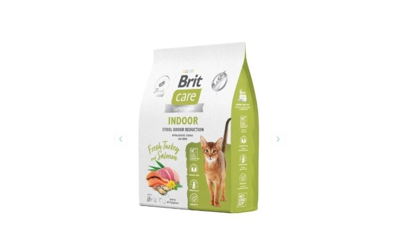 Brit Care для домашних кошек для уменьшения запаха стула, с индейкой и лососем 1,5кг
