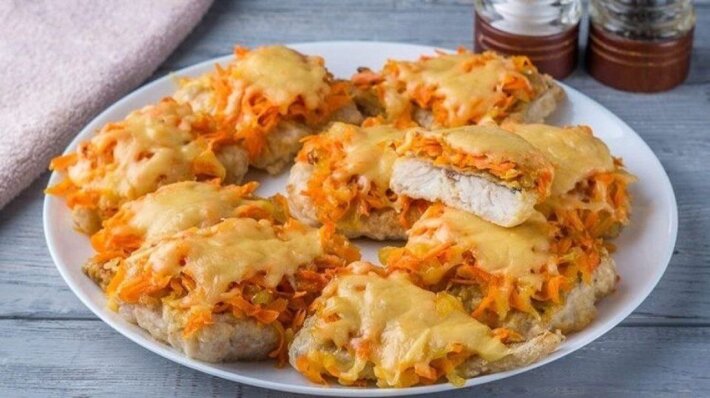 Рыба запечёная с овощами