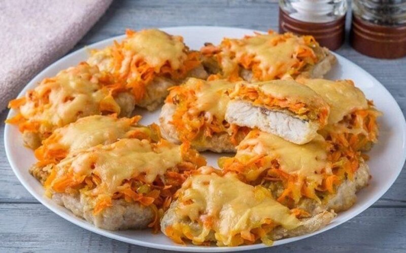 Рыба запечёная с овощами