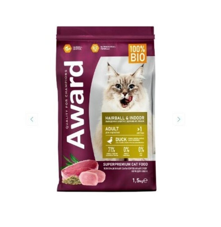 Award для выведения шерсти у взрослых домашних кошек 