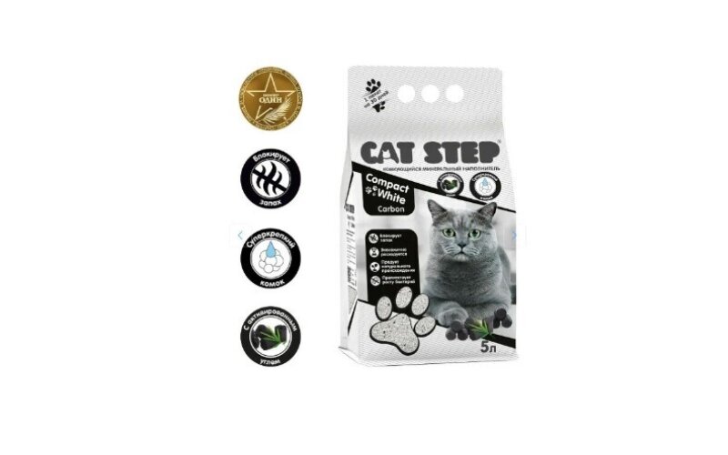 Cat Step Наполнитель белый Compact White Carbon 5л