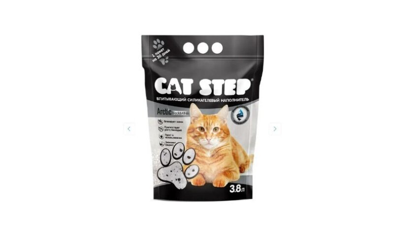 Cat Step Arctic Black&White Силикагелевый наполнитель 3,8л
