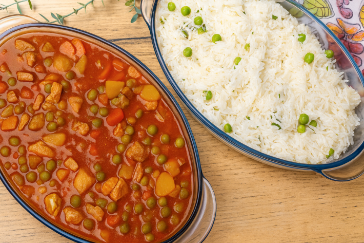 Рис с горохом и курицей