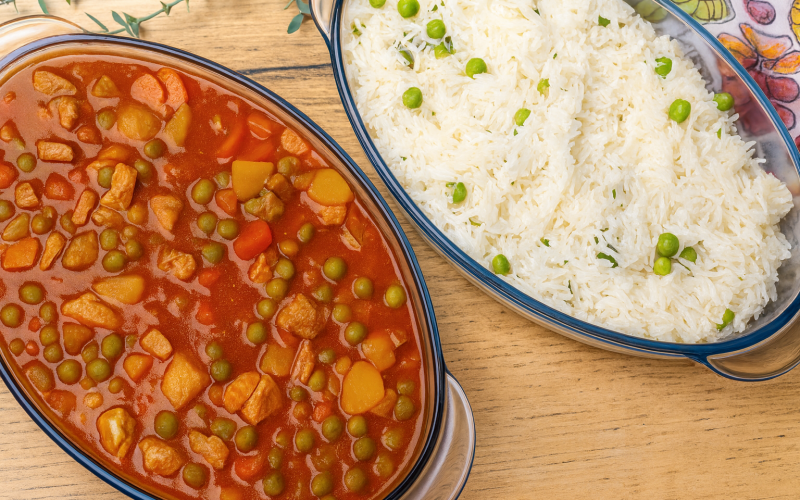 Рис с горохом и курицей