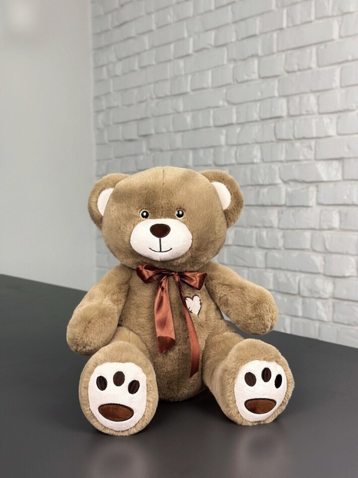 Игрушка мягкая «Медведь с бантом» коричневый