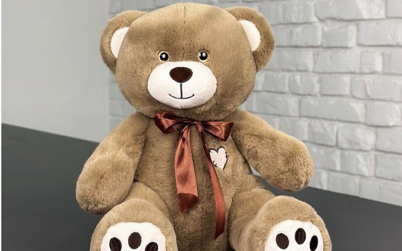 Игрушка мягкая «Медведь с бантом» коричневый