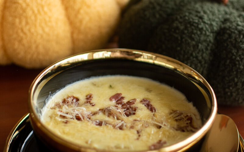 Крем-суп сырный с беконом