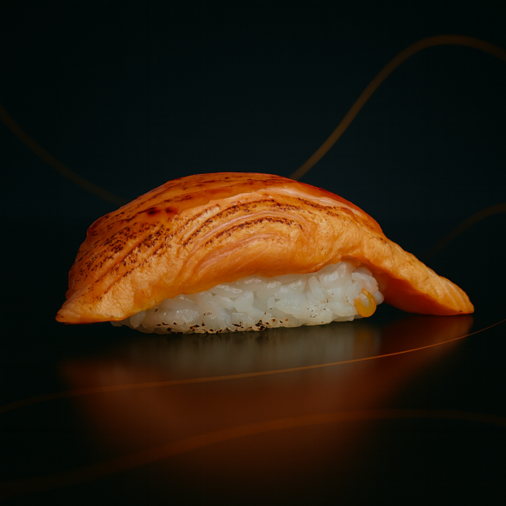 Нигири с опаленным лососем