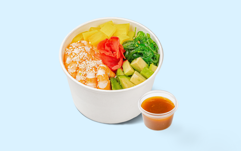 Поке с креветкой и соусом
