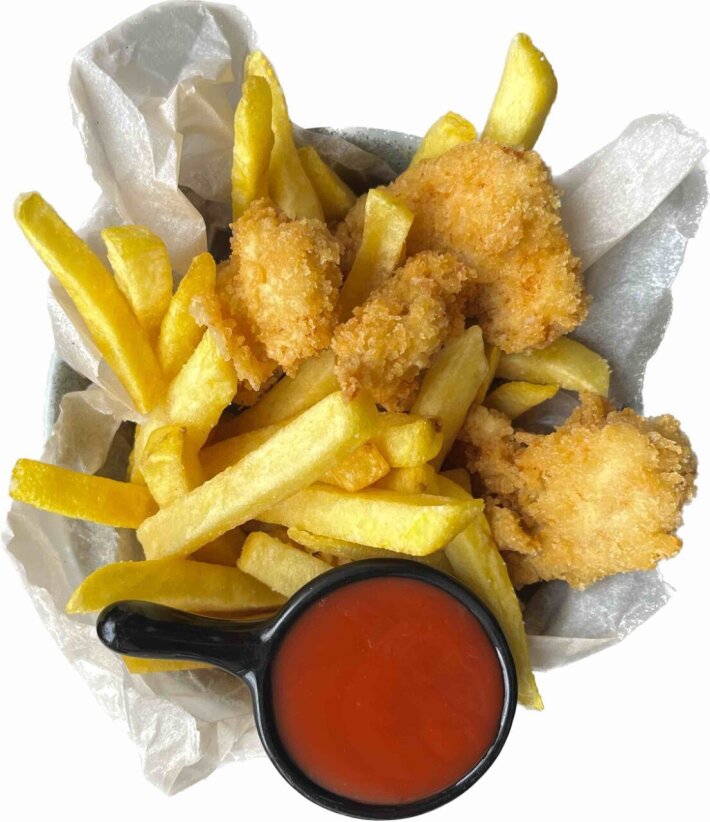 Стрипсы из курицы с картофелем фри